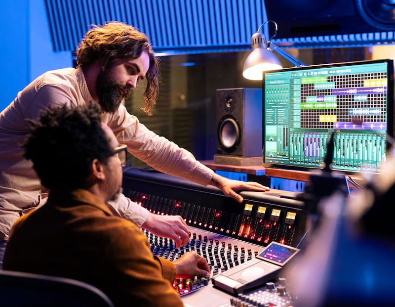 av techs working on a project