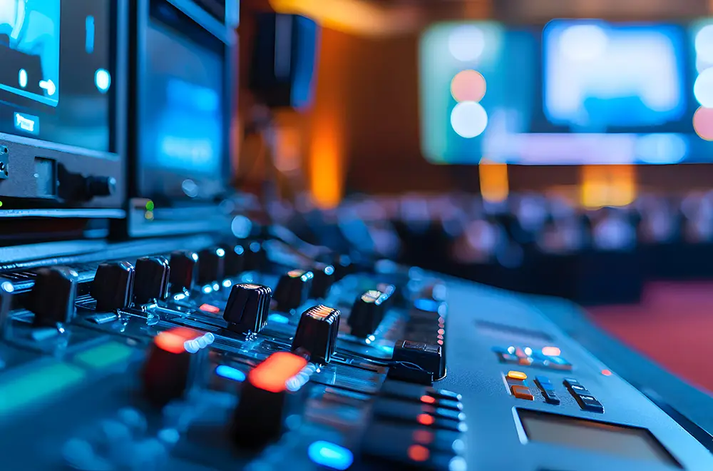 conferences-conventions closeup of a audio station